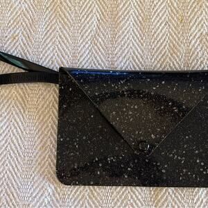 Melissa Good Times Black Glitter PVC Flecked New clutch wallet NEW